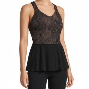 Lululemon‎ City Tank Peplum To Golden Goddess Cashew Black Women's
